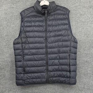 Uniqlo Down Puffer Vest Mens XL Blue Lightweight Zip Water‎ Repellent Outdoor